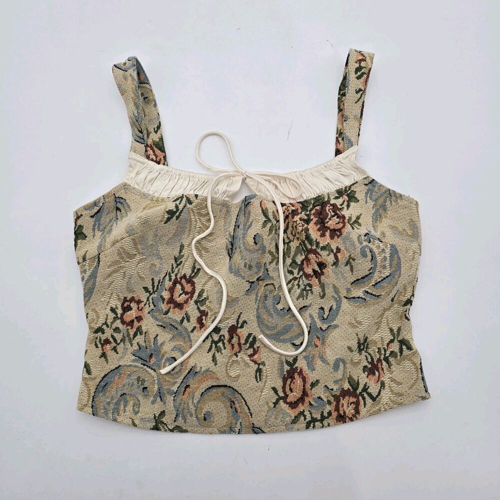 Et Clet Top Womens Medium Corset Tapestry Victorian Edwardian Crop Tank